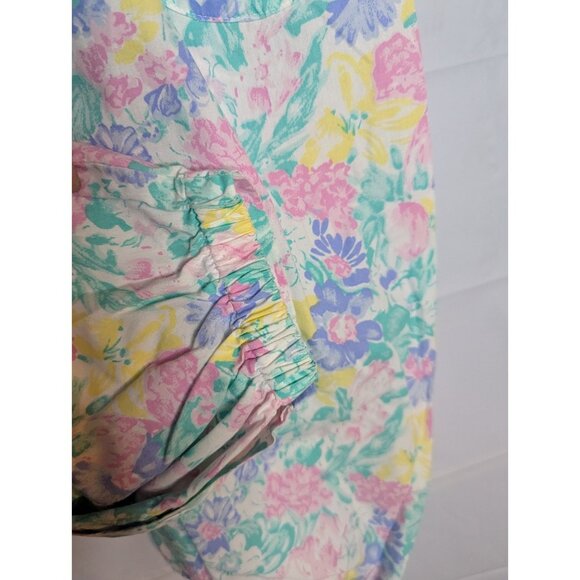 Friedknit Creations Girls Toddler Pastel Floral Romper Sz 3T Ruffles 90s Easter - Picture 7 of 13
